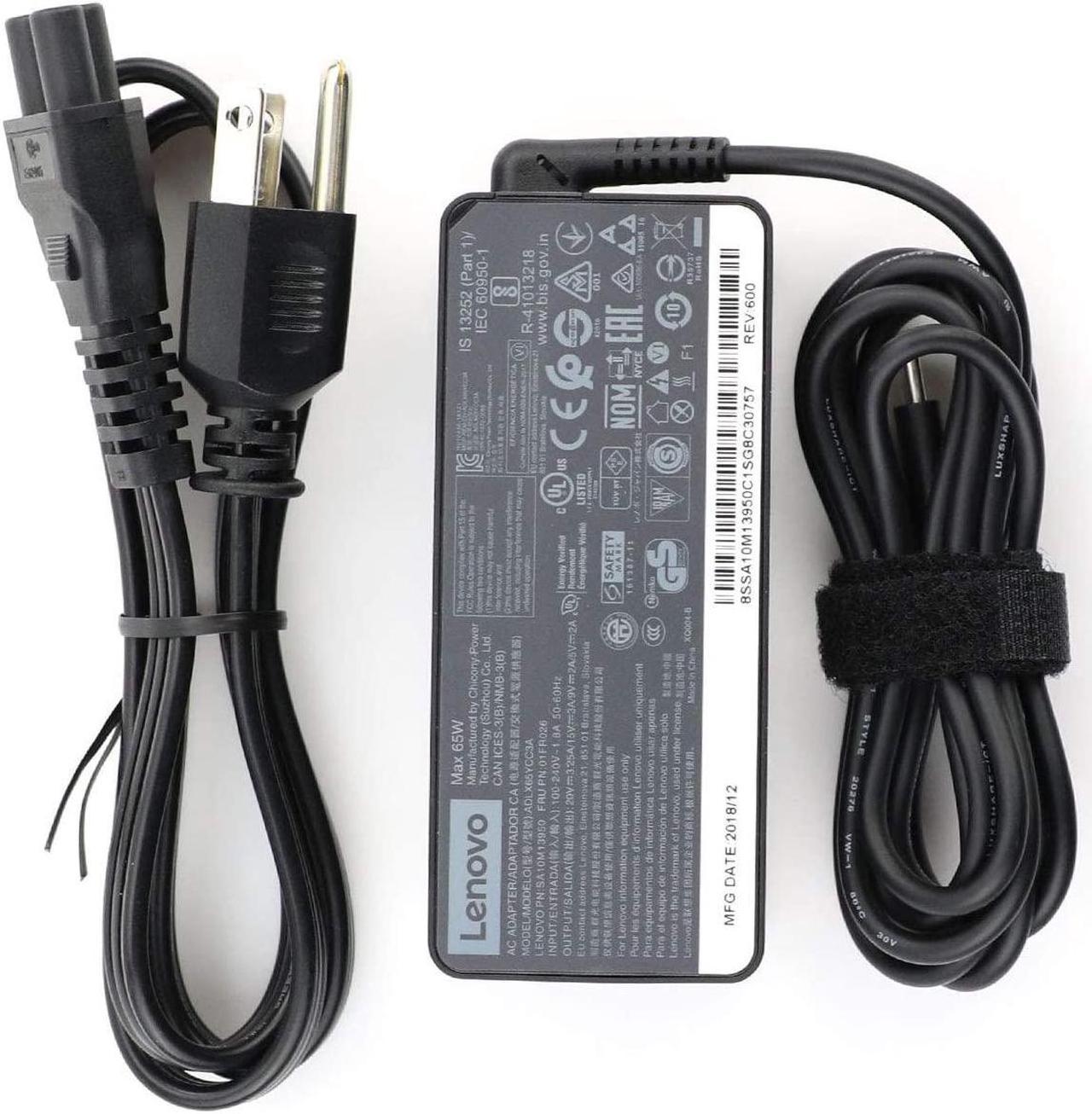 New Genuine Laptop Charger 65W Watt 20V 3.25A USB Type-C AC Adapter Power Cord ADLX65YDC2A FOR LENOVO Thinkpad X280 X380 X390 L390 E480 E490 E580 E590 E495 R480 S1 2018 T470 T470S T480/T480S