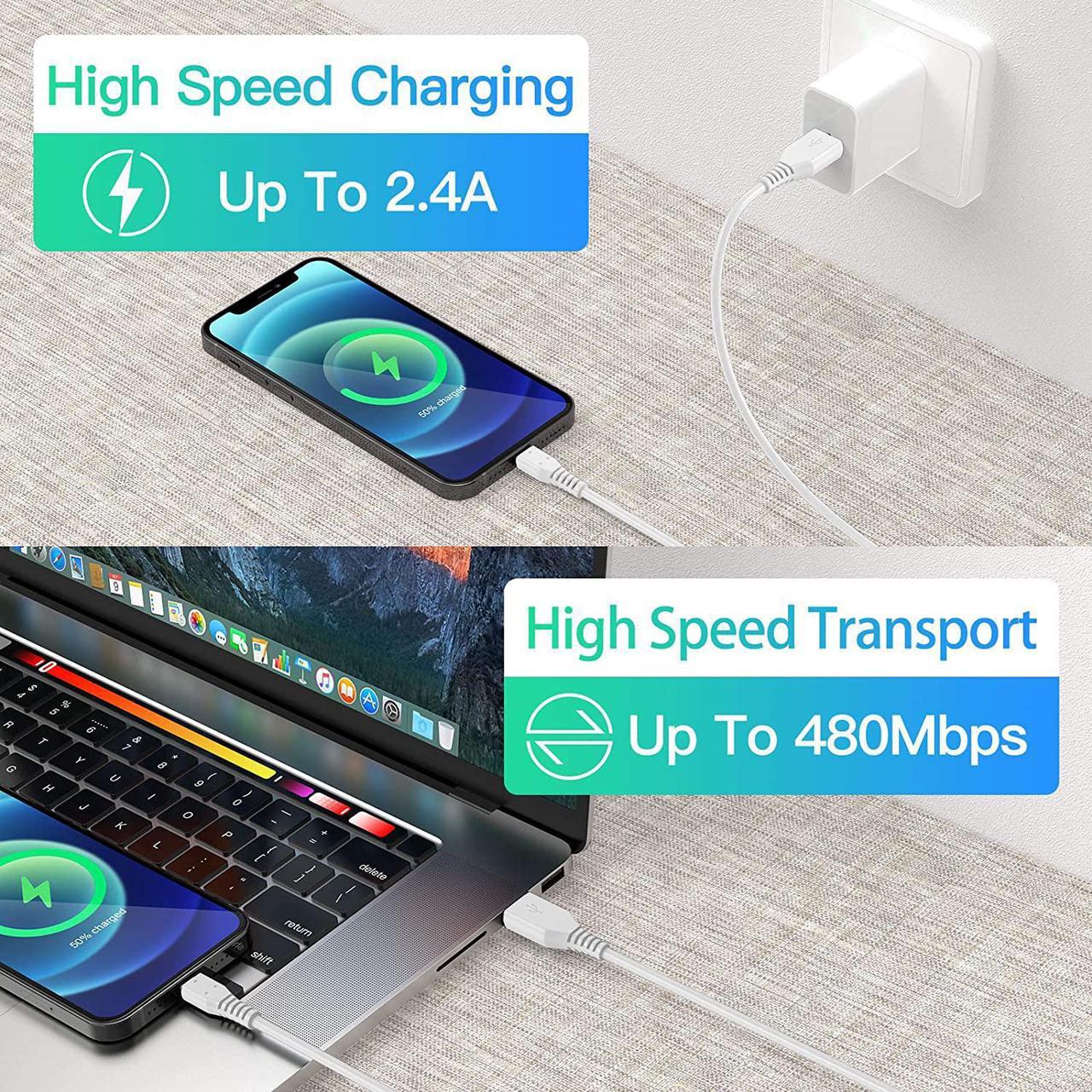 Alt view image 6 of 7 - 3Pack iPhone Charger Cable 6ft MFI Certified Lightning Cable Long 6 Foot Charging Cord for  iPhone 14 13 12 11 Pro X XS Max XR/8 Plus/7 Plus/6/6s Plus/5s /5c/iPad Mini Air (Gold)
