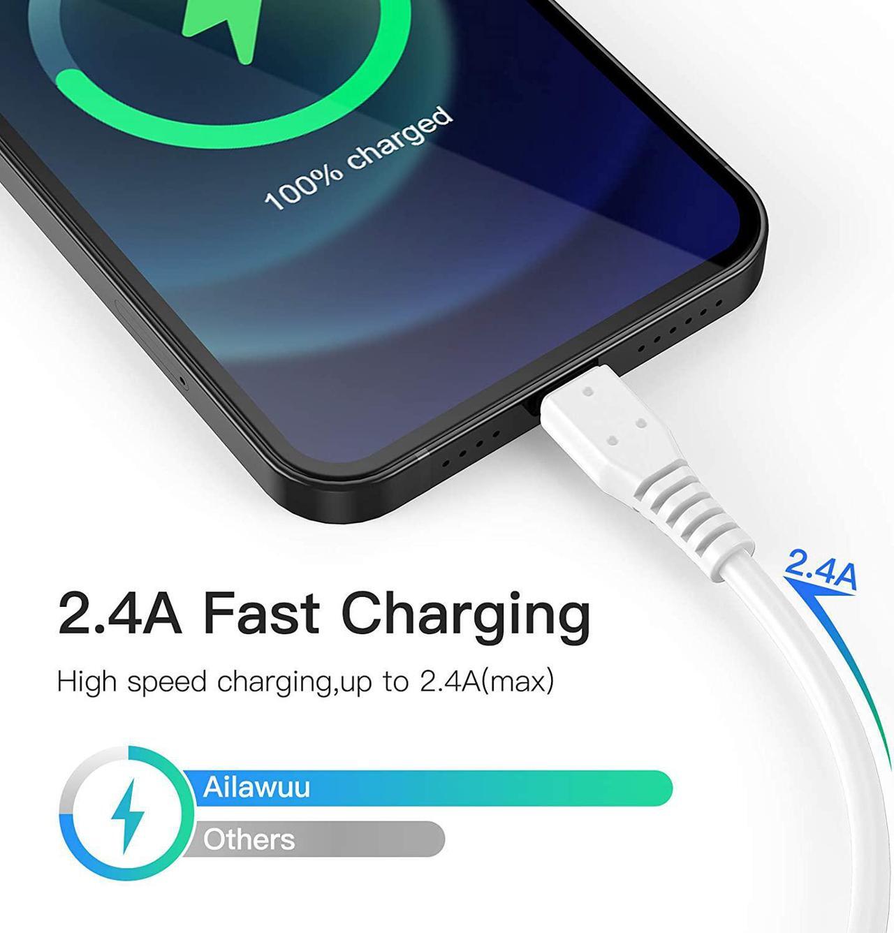 Alt view image 3 of 7 - 3Pack iPhone Charger Cable 6ft MFI Certified Lightning Cable Long 6 Foot Charging Cord for  iPhone 14 13 12 11 Pro X XS Max XR/8 Plus/7 Plus/6/6s Plus/5s /5c/iPad Mini Air (Gold)