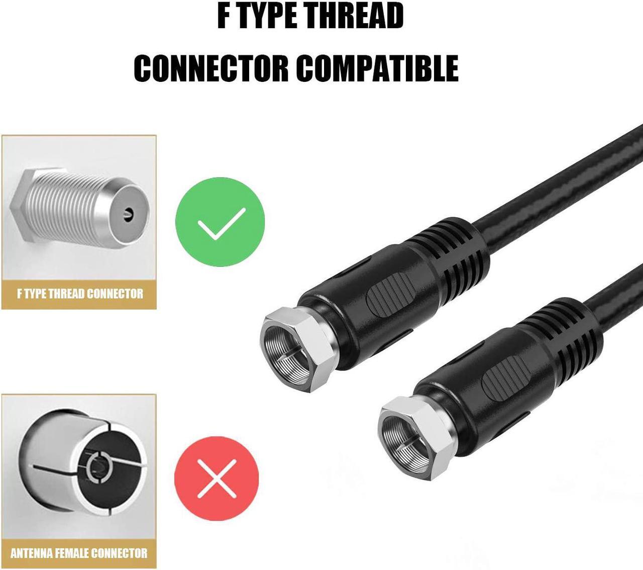 Alt view image 6 of 7 - Coaxial Cable 1ft, Short Coax Cable 1 Foot, 0.3m 2-Pack with Right Angle Connectors, RFAdapter Black 75 Ohm Shield Digital RG6 Cables with F-Male Connectors for TV Antenna DVR Satellite