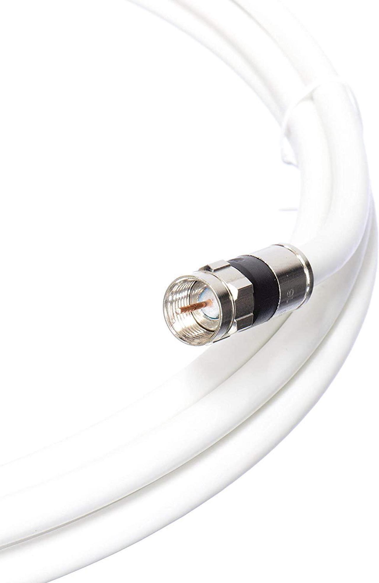 Alt view image 4 of 7 - 25' Feet, White RG6 Coaxial Cable (Coax Cable) with Connectors, F81 / RF, Digital Coax - AV, Cable TV, Antenna, and Satellite, CL2 Rated, 25 Foot