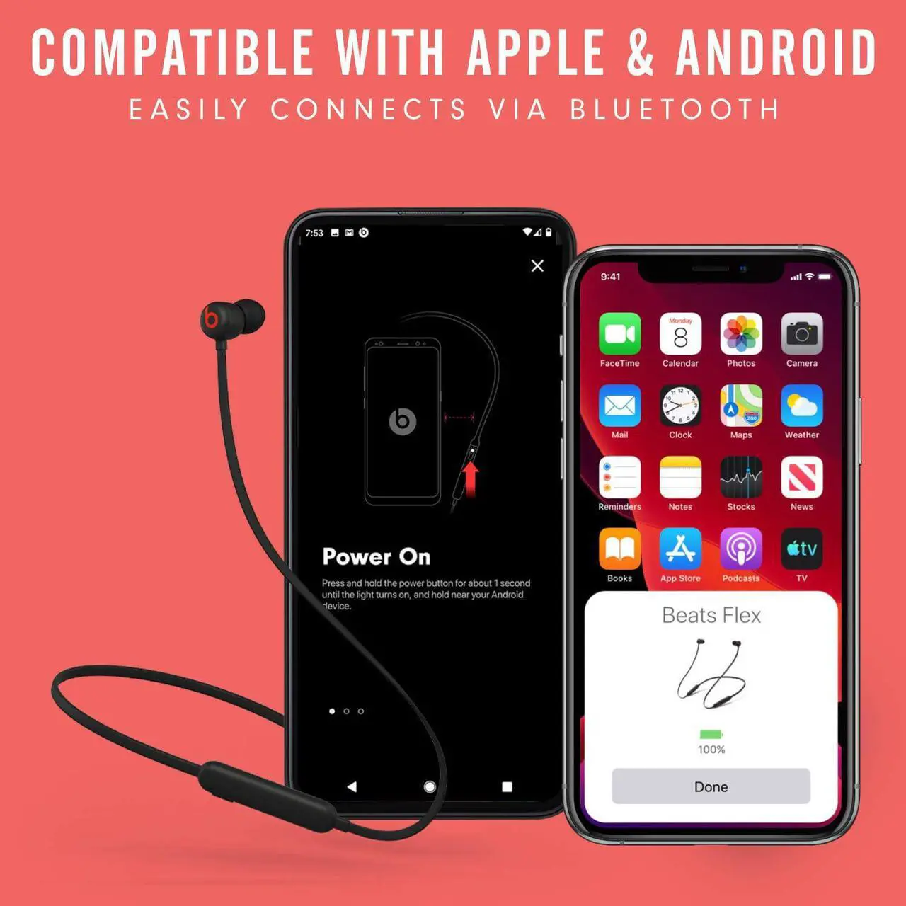Alt view image 3 of 7 - Flex Wireless Earbuds -  W1 Headphone Chip Magnetic Earphones Class 1 Bluetooth 12 Hours of Listening Time Built-in Microphone - Black