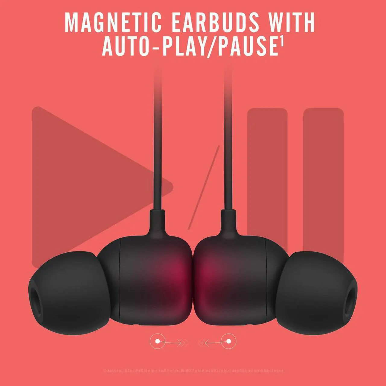 Alt view image 5 of 7 - Flex Wireless Earbuds -  W1 Headphone Chip Magnetic Earphones Class 1 Bluetooth 12 Hours of Listening Time Built-in Microphone - Black