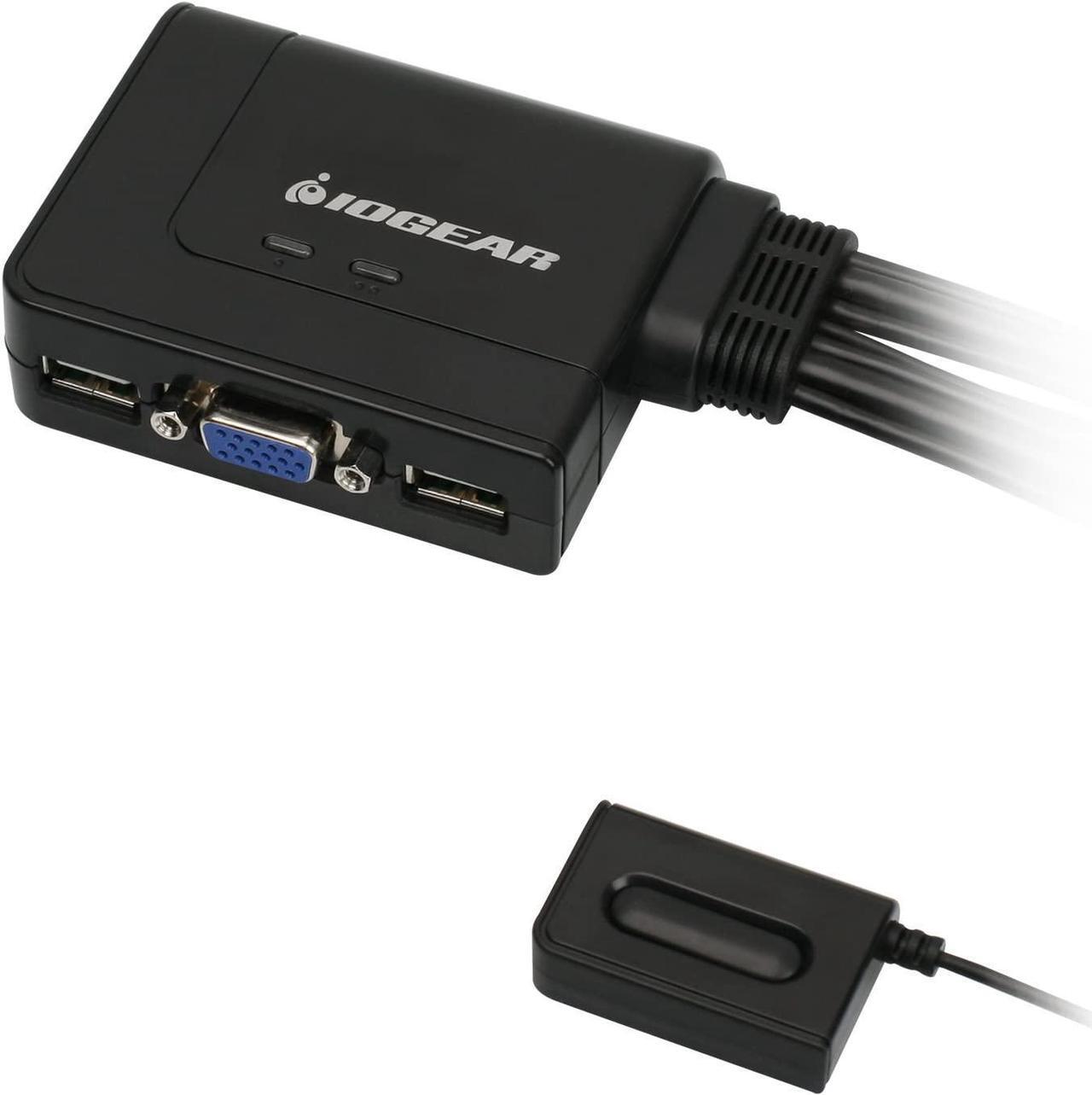 Alt view image 3 of 4 - 2-Port USB VGA Cabled KVM Switch - 2048 x 1536 - Remote Button Switch - Plug n Play - PC, MAC, SUN - GCS22U