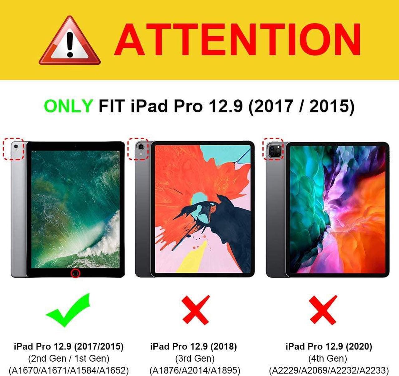 Alt view image 2 of 7 - Fintie Keyboard Case for iPad Pro 12.9 2nd Gen 2017/1st Gen 2015 Soft TPU Protective Cover w/Pencil Holder [7 Color Backlit] Magnetically Detachable Wireless Bluetooth Keyboard (Black)