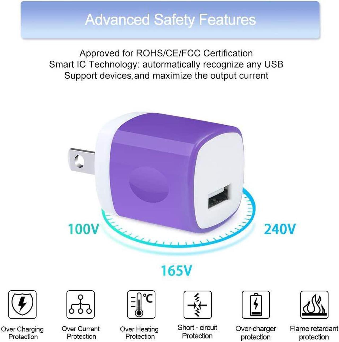 Alt view image 4 of 7 - Fast Charging USB Type C Wall Charger for Samsung Galaxy Note 20/10+ S20 FE/Ultra 5G S20+ S10 S9 A51 A71 A11 A01 A21 A20 A50 A70 5V/1A Single Power Adapter Charger Block Cube 6ft USB C Cable 2Pack