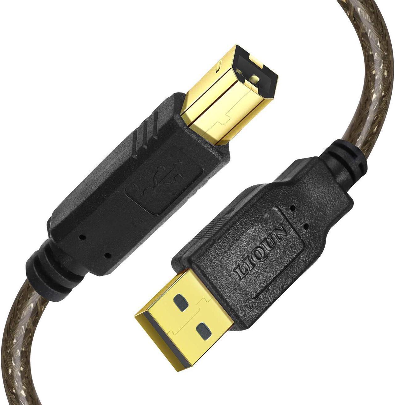 Printer Cable 25 Feet, USB 2.0 Type A Male to Type B Male Printer Scanner Cable High Speed USB A to B Cable Compatible with HP, Canon, Brother, Lexmark, Epson, Dell, Xerox, Samsung etc