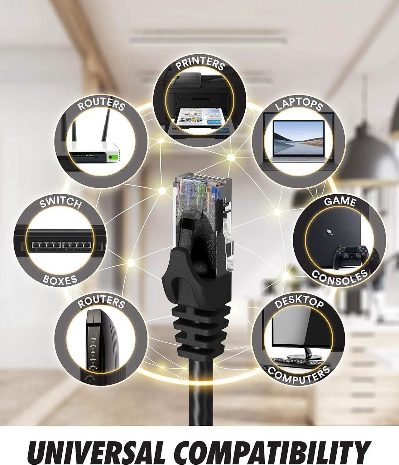 Alt view image 4 of 7 - Cat6 Ethernet Cable, 8 Feet (6 Pack) LAN, utp Cat 6, RJ45, Network Cord, Patch, Internet Cable - 8 ft