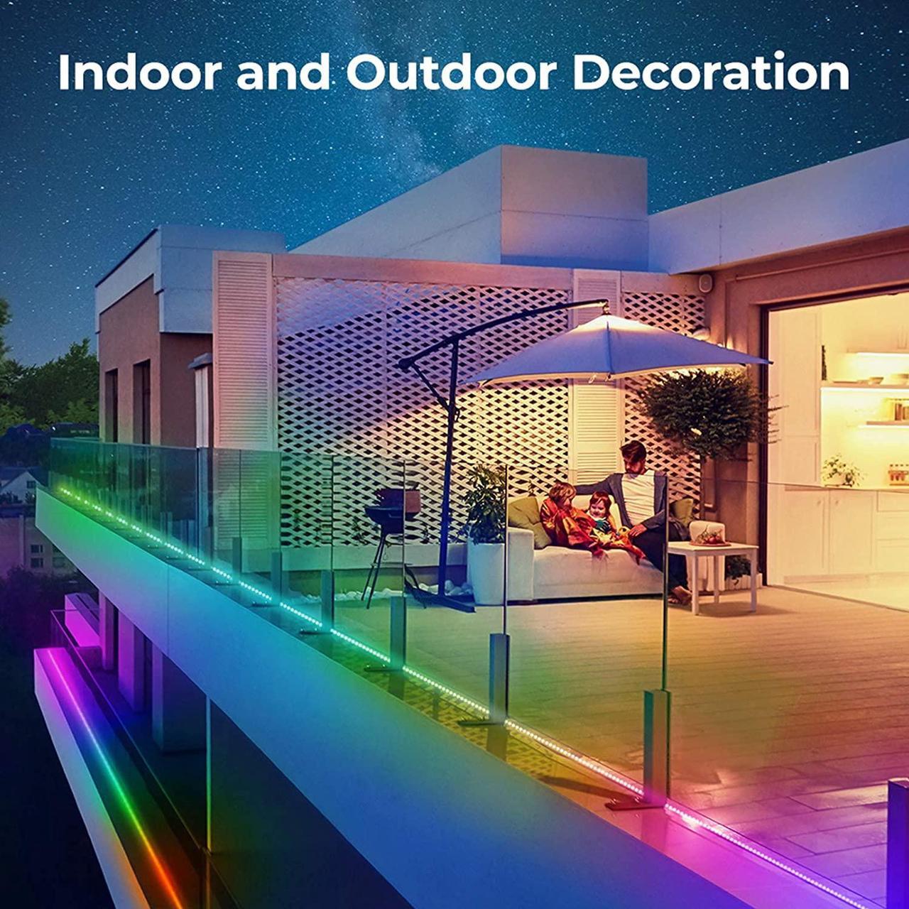 Alt view image 6 of 7 - MINGER RGBIC LED Strip Lights Music Sync Bluetooth Lights with Phone App Control and 5050 LEDs Water Resistant for Party Room Bedroom TV Gaming 16.4ft