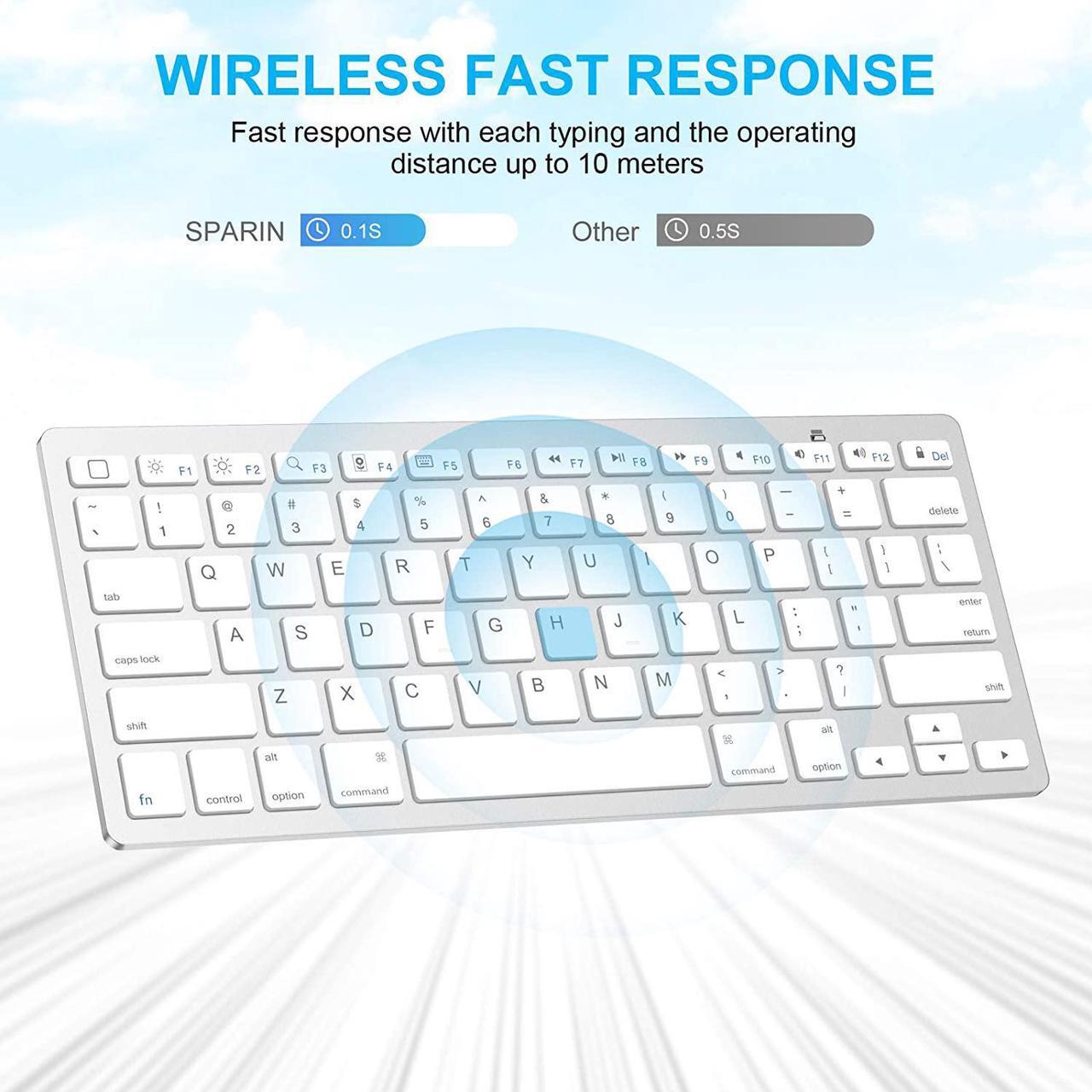 Alt view image 6 of 7 - Wireless Keyboard and Mouse for iPad (iPadOS 13 and Above), SPARIN Bluetooth Keyboard and Mouse Compatible with iPad Pro 12.9 / 11 / iPad 10.2 (9th 8th Gen) / iPad Air 4 / iPad Mini, Silver White