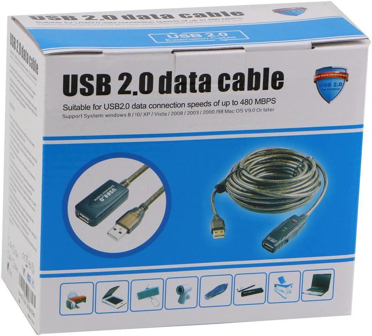 Alt view image 7 of 7 - Pasow USB 2.0 A Male to A Female Extension Cable High Speed 480 Mbps (60 Feet)