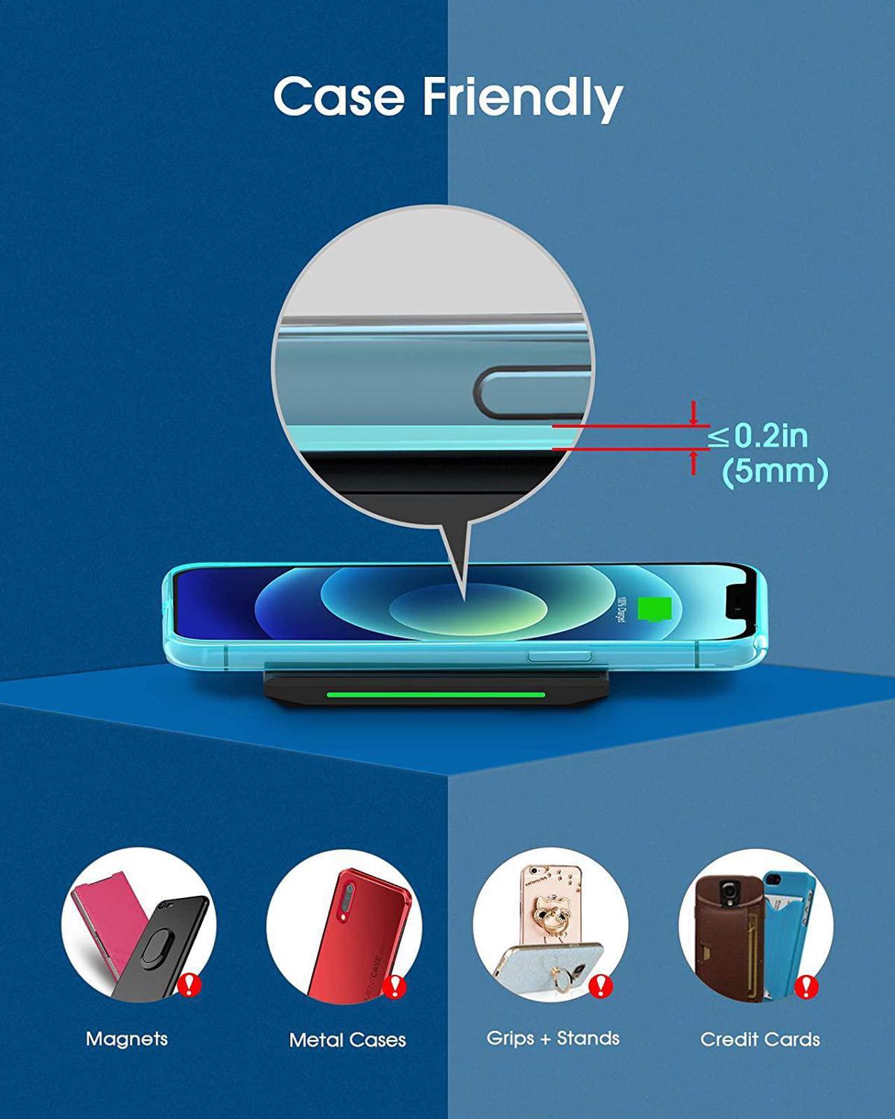 Alt view image 5 of 7 - Upgraded Wireless Charger - Qi Certified 15W Max Fast Charging Pad Compatible iPhone 14/13/13 mini/12/Pro Max/Mini/11/XS/XR/X/8/AirPods Pro Samsung Galaxy S23/S22/S21/S20/S10/S9/S8/Note 20/10