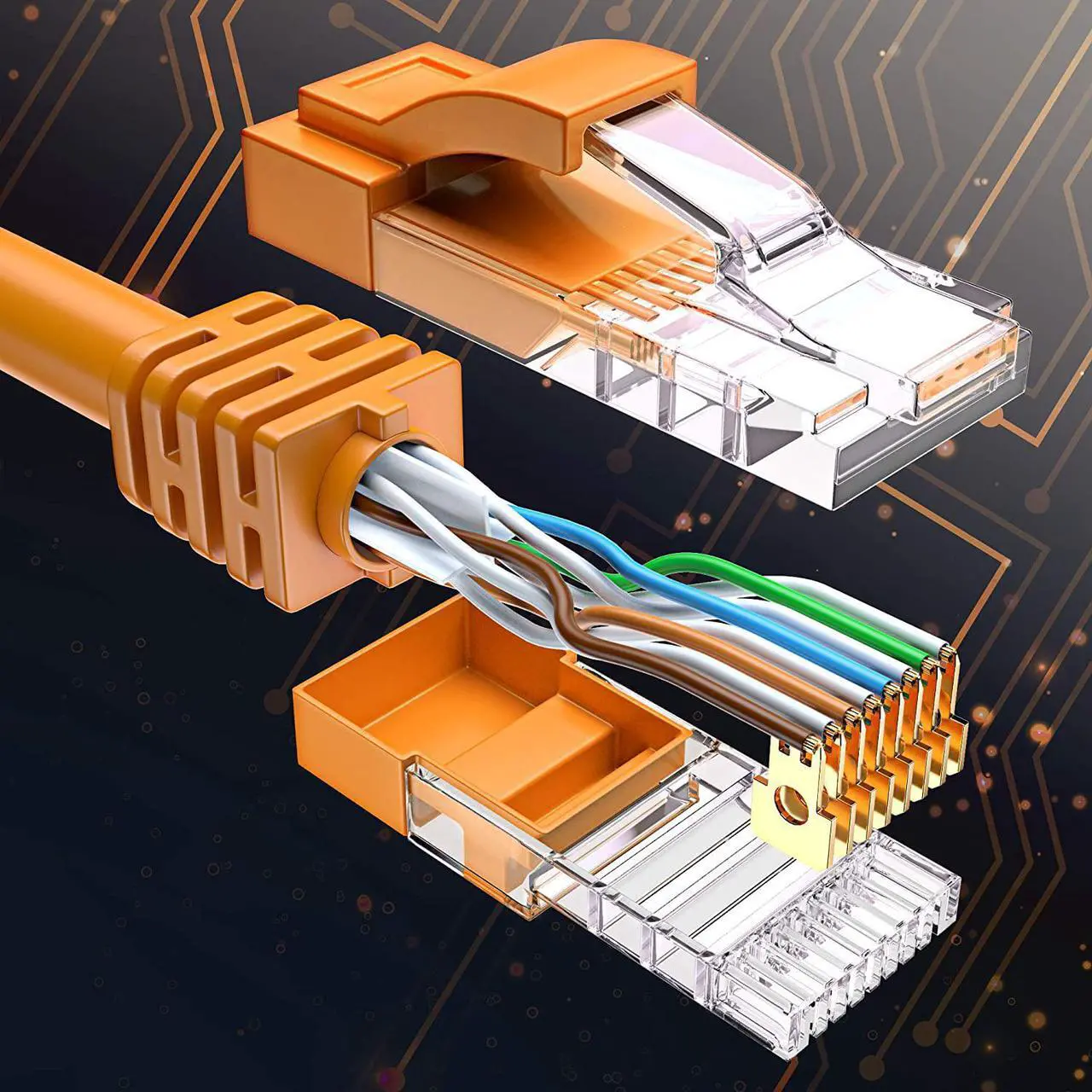 Alt view image 3 of 6 - Maximm Cat 6 Ethernet Cable 150 Ft, 100% Pure Copper, Cat6 Cable LAN Cable, Internet Cable, Patch Cable and Network Cable - UTP (Orange) 150 Feet