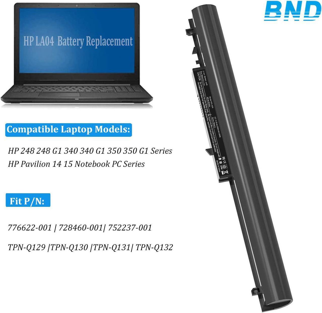 Alt view image 3 of 7 - BND LA04 776622-001 Laptop Battery Replacemet for HP 728460-001 752237-001 15-F272WM 15-F233WM LA04DF TPN-Q132 TPN-Q129 HSTNN-DB5M HSTNN-YB5M HSTNN-UB5M