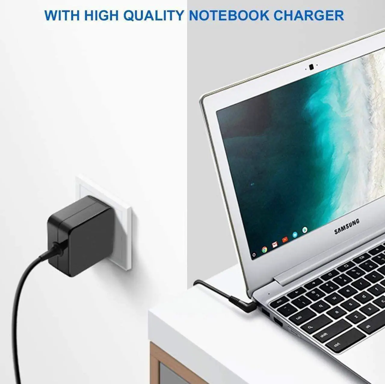 Alt view image 5 of 7 - 26W AC Charger Fit for Samsung 11.6" Chromebook 3 2 XE500C13 PA-1250-98 XE303C12 XE501C13 500C 503C XE503C12 XE503c32 Laptop Power Adapter Supply Cord
