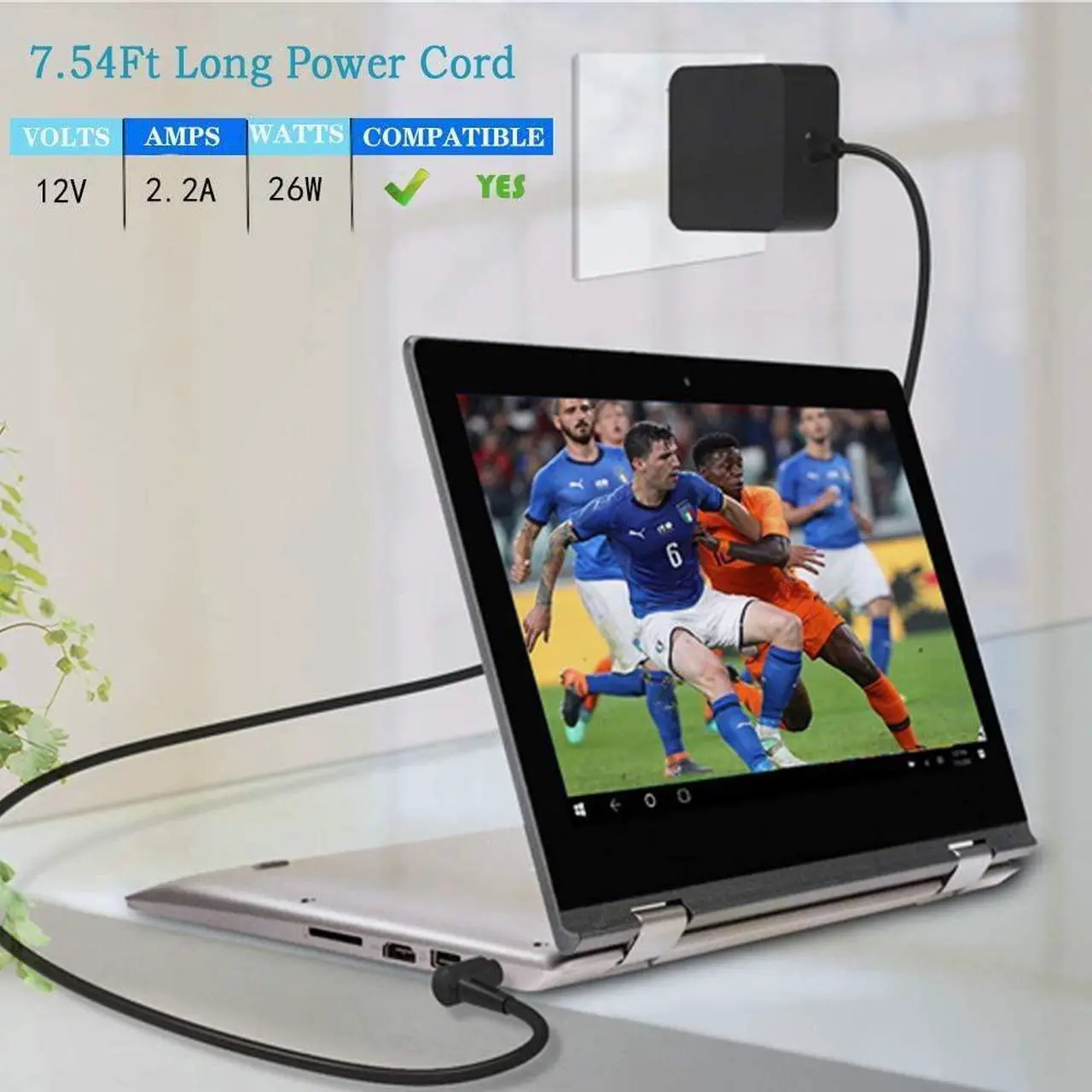Alt view image 4 of 7 - 26W AC Charger Fit for Samsung 11.6" Chromebook 3 2 XE500C13 PA-1250-98 XE303C12 XE501C13 500C 503C XE503C12 XE503c32 Laptop Power Adapter Supply Cord