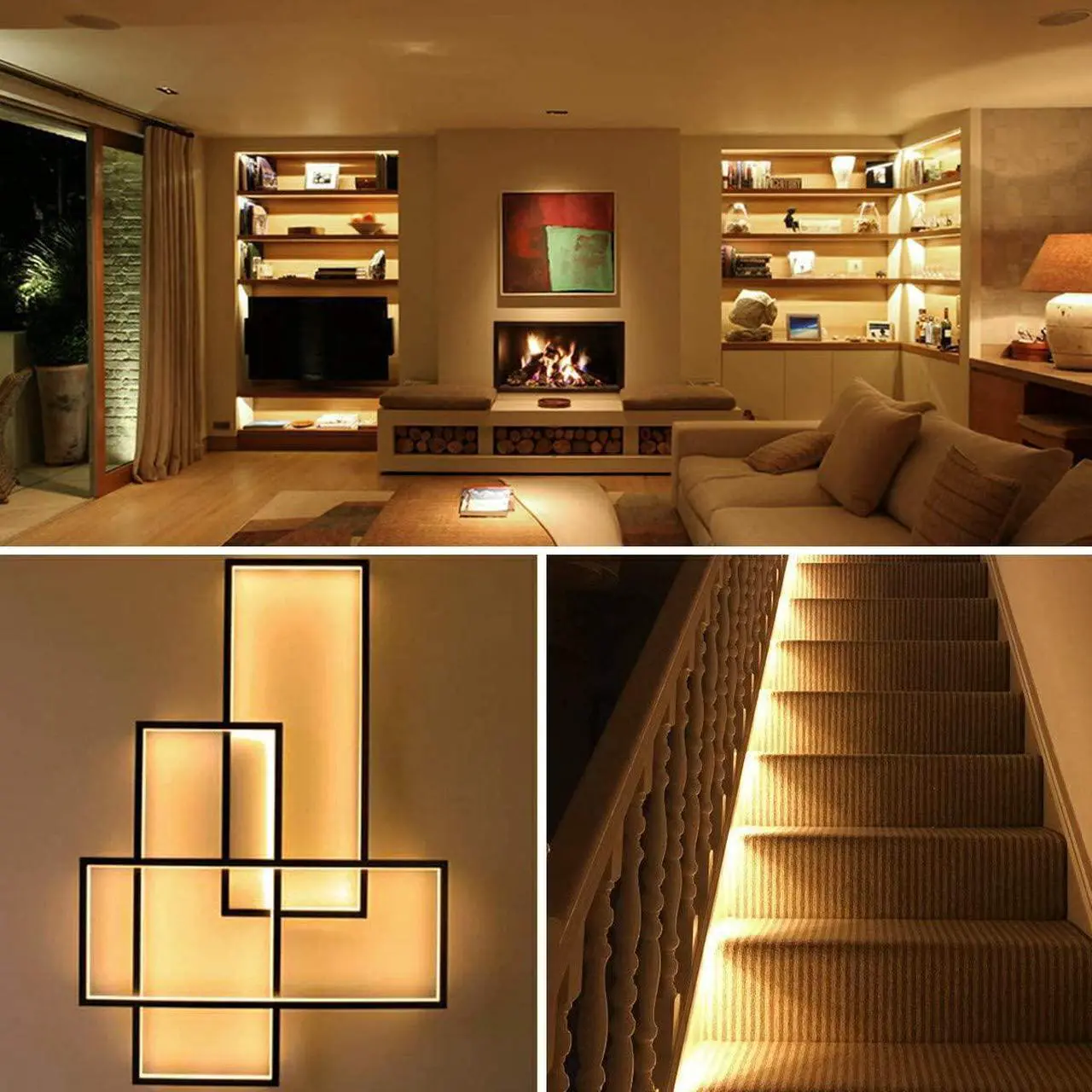 Alt view image 6 of 7 - 16.4ft LED Strip Lights Warm White Dimmable LED Rope Light Kit 12V Flexible Under Cabinet Lighting Strips 5m 300 LEDs 2835 3000K Bright Led Lights for Bedroom UL Listed Plug