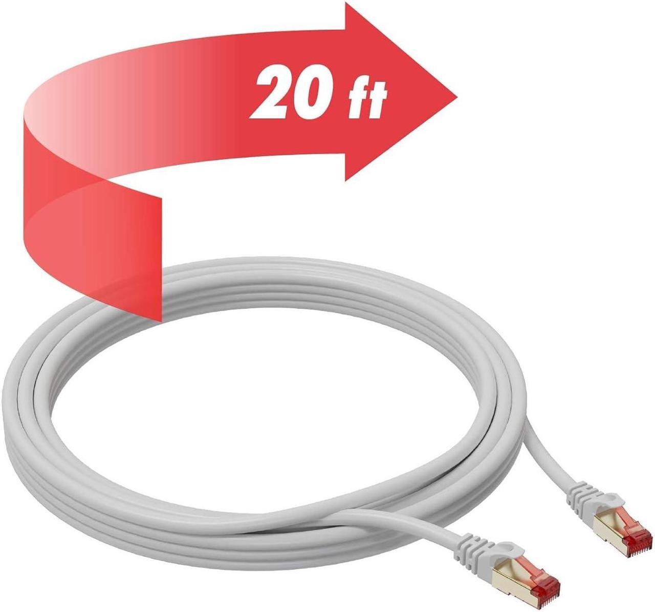 Alt view image 4 of 6 - Cat7 Ethernet Cable - 20 ft - RJ45 Connector - Cat 7 Double Shielded STP - 10 Gigabit 600MHz - Premium, High Speed (6m) Network Wire, Patch, LAN Cord - 20 Feet