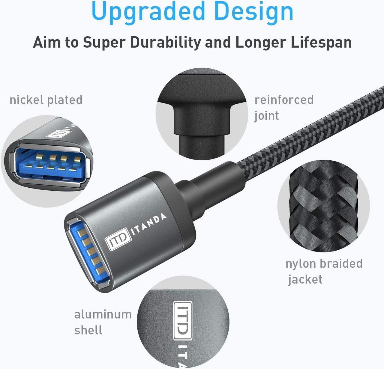 Alt view image 3 of 7 - 10FT USB Extension Cable USB 3.0 Extension Cord Type A Male to Female5Gbps Data Transfer for Keyboard Mouse Playstation Xbox Flash Drive Printer Camera and More