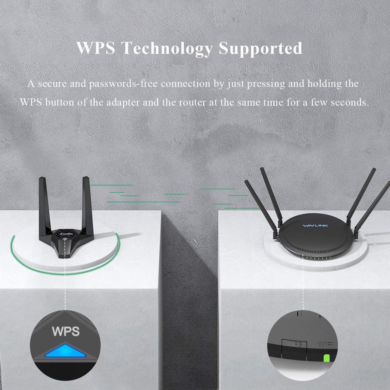 Alt view image 4 of 7 - WAVLINK USB3.0 WiFi Adapter, AC1300Mbps Wireless Network Adapter for Desktop PC, Dual Band 5GHz+2.4GHz WLAN with High Gain 2X 3dBi Antennas for Windows XP/Vista/7/8/8.1/10/11 MacOS 10.7-10.15