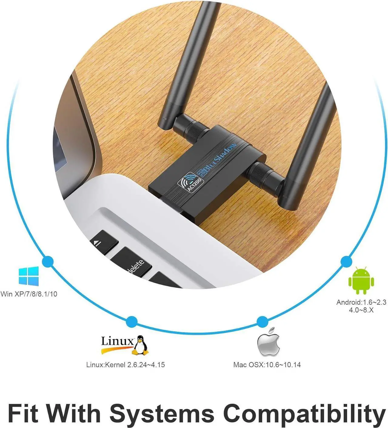 Alt view image 5 of 7 - Blueshadow AC1300 USB WiFi Adapter - 2.4G/5G Dual Band Wireless Network Adapter for PC Desktop, MU-MIMO WiFi Dongle, USB 3.0, Supports Windows11/10/8/7/Vista/XP, Mac OS X 10.5-10.15