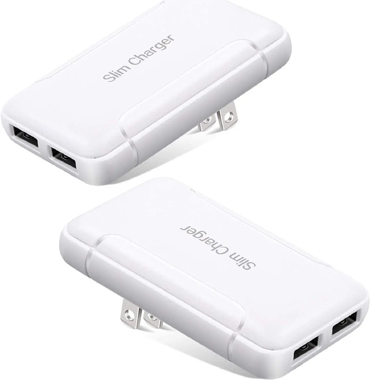 Main image of Excgood Flat USB Wall Charger - Slim USB Plug for Wall Outlet, Compatible with iPhone 16 15 14 Pro Max/13/12/11/Xr/Xs/X, Galaxy A03s/A13/A12/S22/S21/S20/10/9/8, Webcam - 2-Pack, White