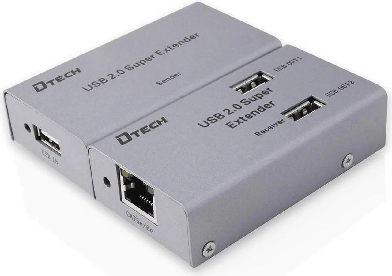 Main image of Multi Usb Signal Extender Over Ethernet Cat5 Cat6 Cable Up To 164 Ft Extension With 4 Expansion Usb A 2.0 Port Data Hub Power Supply Adapter For Computer Webcam Camera Hard Drive Keyboard Mouse