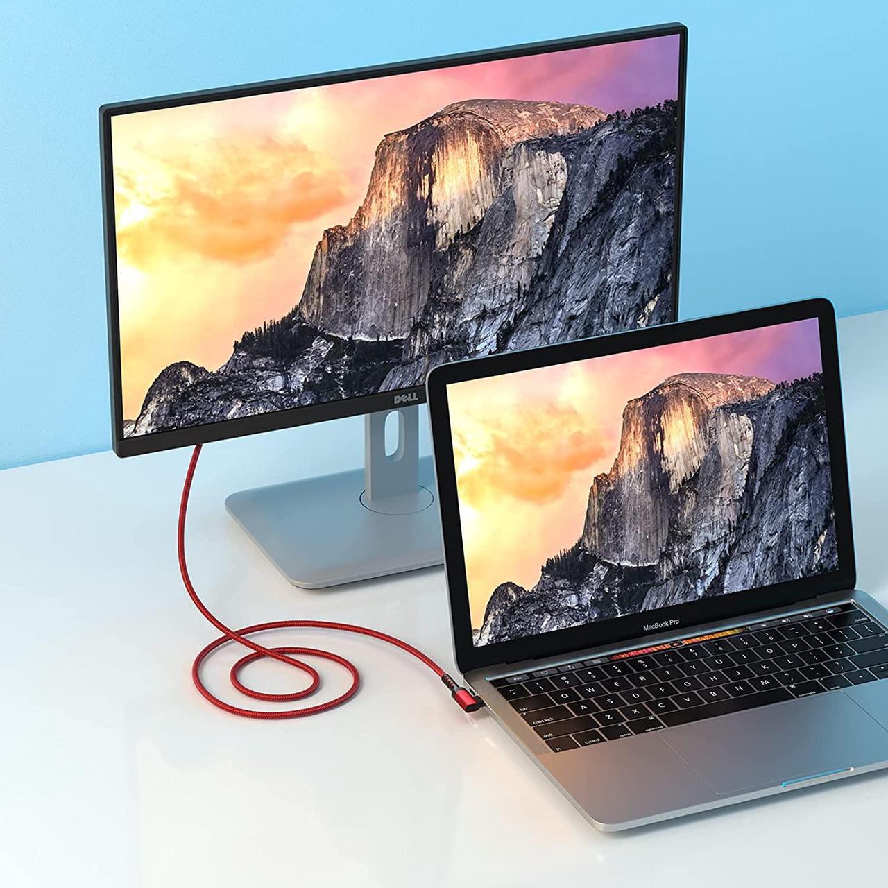 Alt view image 5 of 7 - Right Angle USB C Cable 3ft 100W 10Gbps USB-C to USB-C 3.1 Gen2 PD Fast Charging Short Cord 4K Display for MacBook Pro iPhone 16/15 SSD Docking Station Galaxy S24 2Pack (Red)