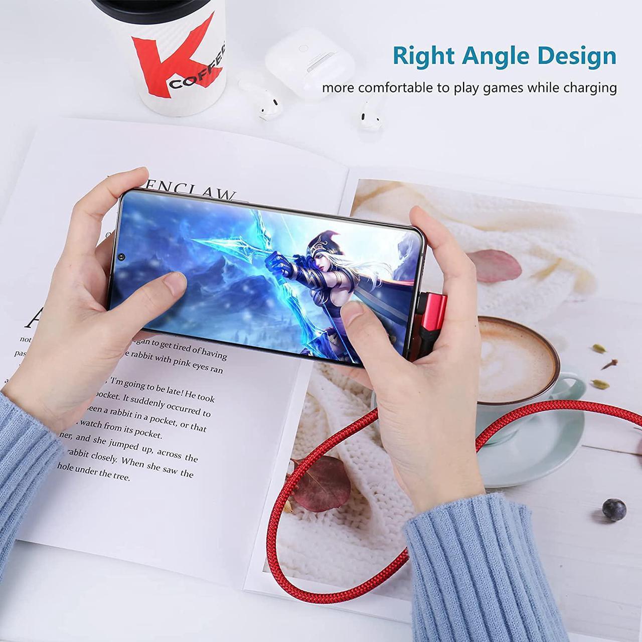 Alt view image 4 of 7 - Right Angle USB C Cable 3ft 100W 10Gbps USB-C to USB-C 3.1 Gen2 PD Fast Charging Short Cord 4K Display for MacBook Pro iPhone 16/15 SSD Docking Station Galaxy S24 2Pack (Red)