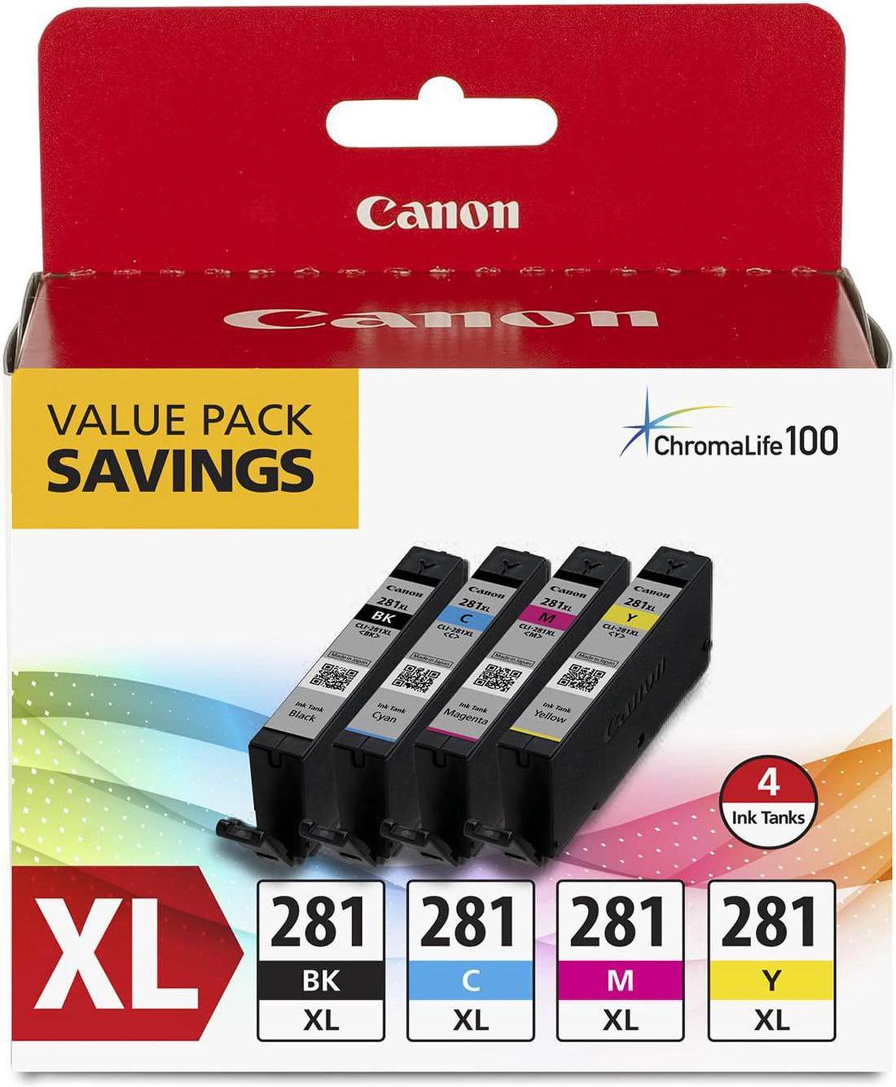 CanonInk 2037C005 Inkjet Printer Ink Cartridge CLI-281XL BKCMY 4 Pack Ink