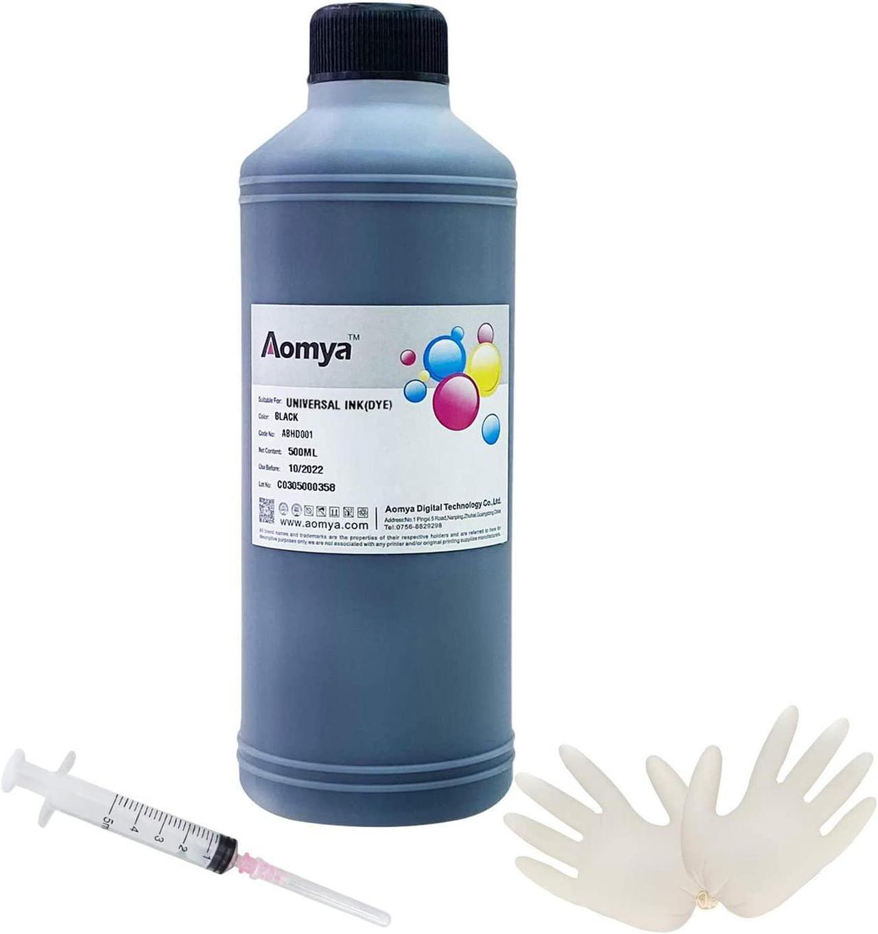 Aomya 500ML Universal Compatible Black Refill  Epn Canon Brother CISS System Refill Dye Ink Bulk (16.9oz)¡­