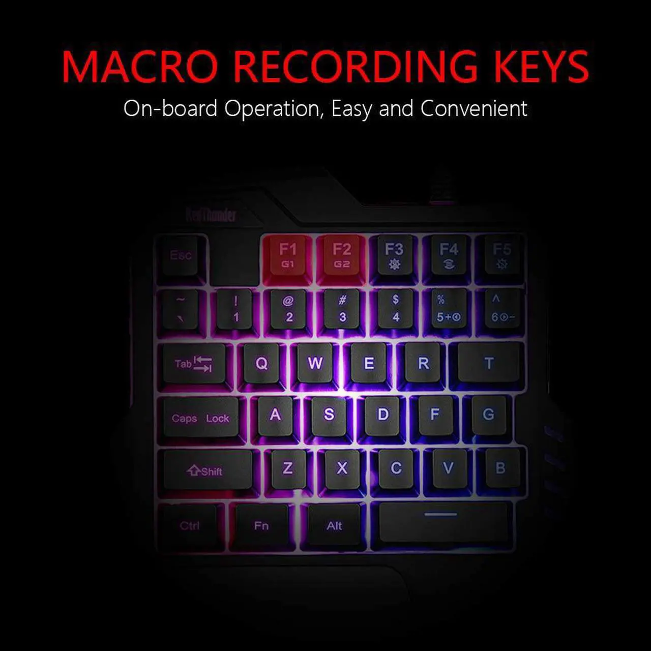 Alt view image 5 of 7 - RedThunder One-Handed RGB Gaming Keyboard and Mouse Combo, 35 Keys Mini Gaming Keypad, 6400 DPI Mouse, Portable Game Controller for PC Gamer