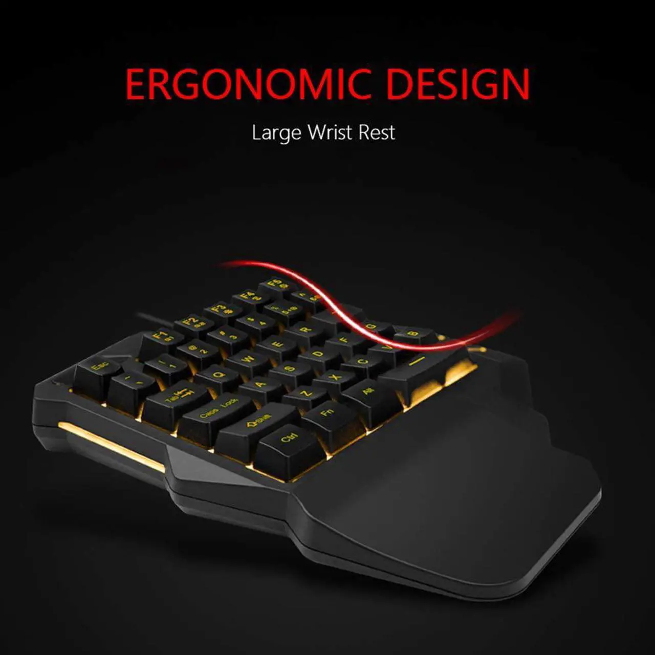 Alt view image 3 of 7 - RedThunder One-Handed RGB Gaming Keyboard and Mouse Combo, 35 Keys Mini Gaming Keypad, 6400 DPI Mouse, Portable Game Controller for PC Gamer