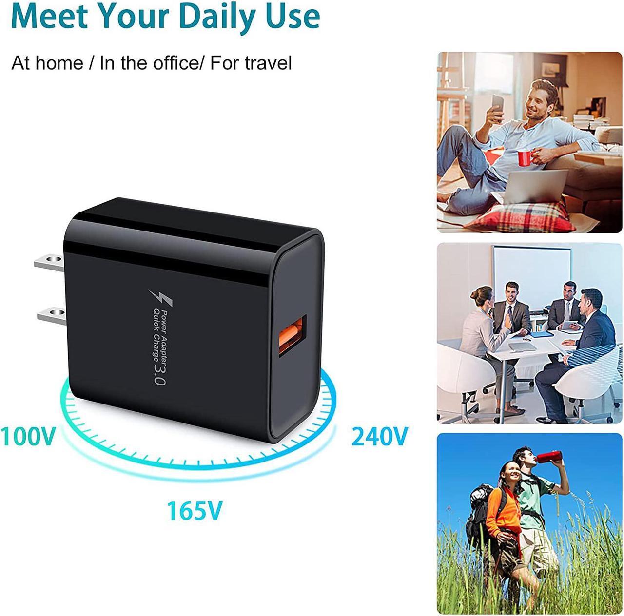 Alt view image 3 of 7 - Adaptive Fast Charger Android Charger for Samsung Galaxy S7 Edge S6 S5 J3 J3V J7 J7V J5,Moto G5 G4 E6 E5 E4,LG Stylo 3 2 G4 K50 K40 K22 K20,Tablet,Android Phone,HTC, 3ft Fast Charging Micro USB Cable