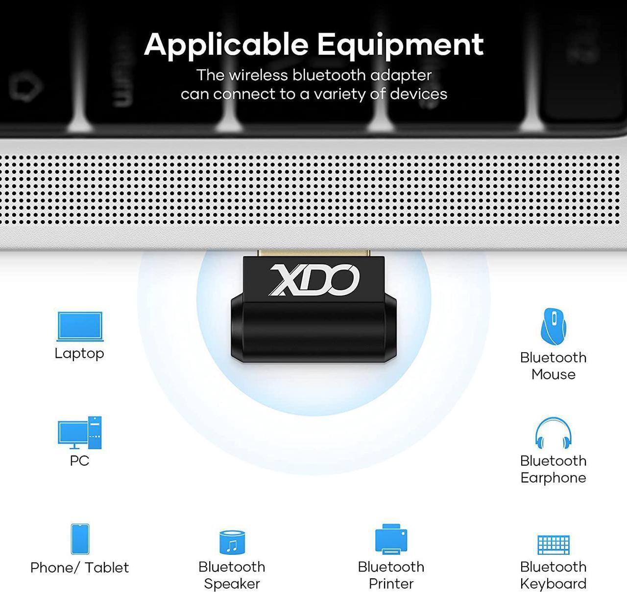 Alt view image 4 of 5 - Bluetooth Adapter for PC, XDO USB Bluetooth Adapter 5.1 EDR, Bluetooth Dongle Wireless Bluetooth Receiver for Desktop, Laptop, Speaker, Mouse, Keyboard, Headphones Support Windows 11/10/8.1/8/7