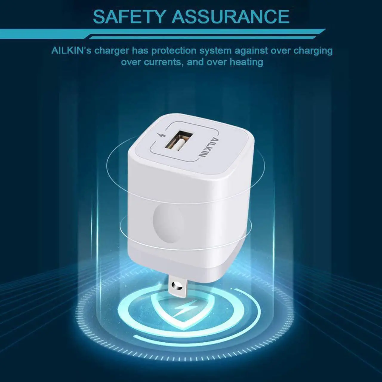 Alt view image 3 of 5 - AILKIN USB Charger Wall Plug, [5Pack-1Port] Fast Charging Outlet AC Power Adapter Block Cube for iPhone, iPad, Samsung, Camera, Android or Type C Phones & Tablets Charge Multiple USB Hub Station Base