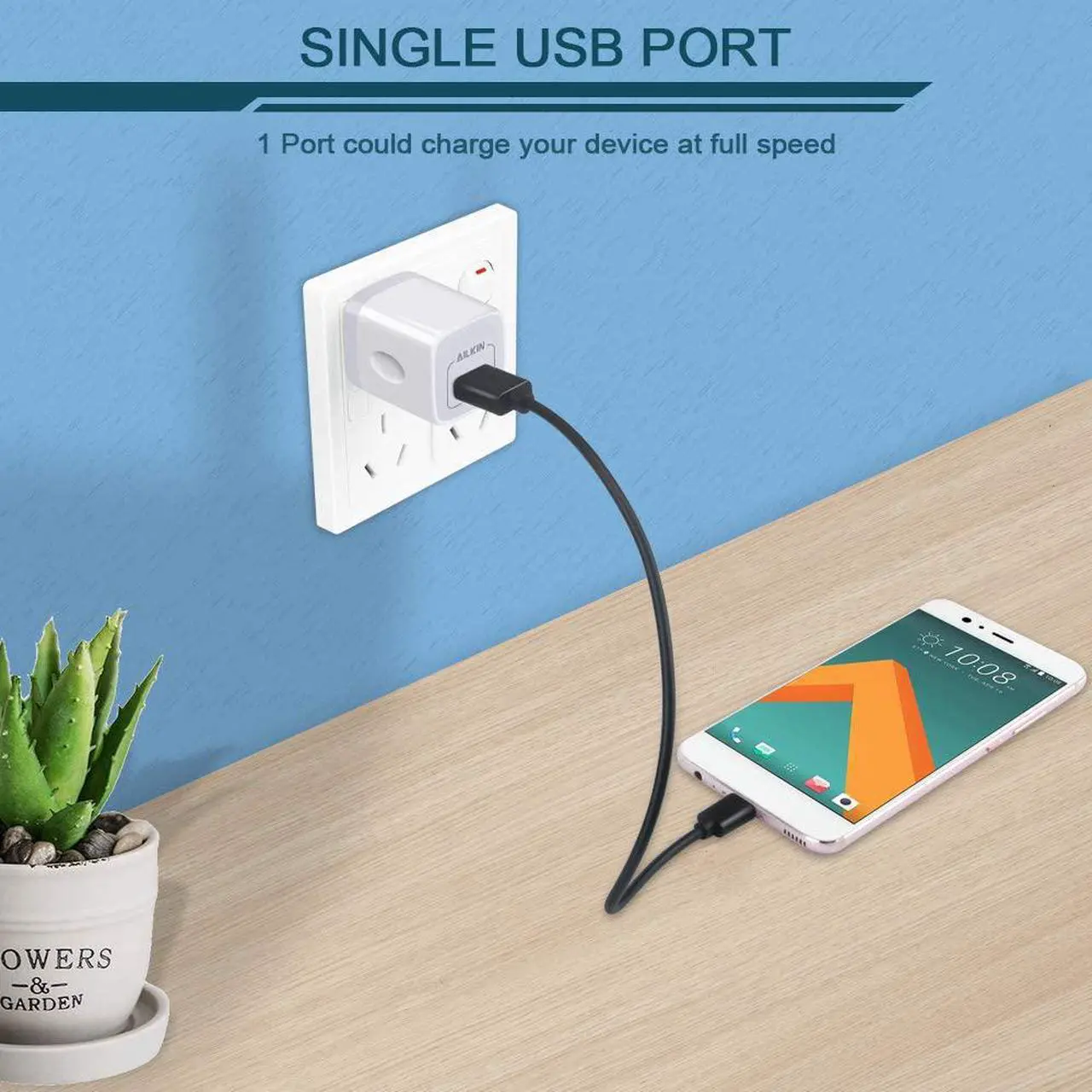 Alt view image 4 of 5 - AILKIN USB Charger Wall Plug, [5Pack-1Port] Fast Charging Outlet AC Power Adapter Block Cube for iPhone, iPad, Samsung, Camera, Android or Type C Phones & Tablets Charge Multiple USB Hub Station Base