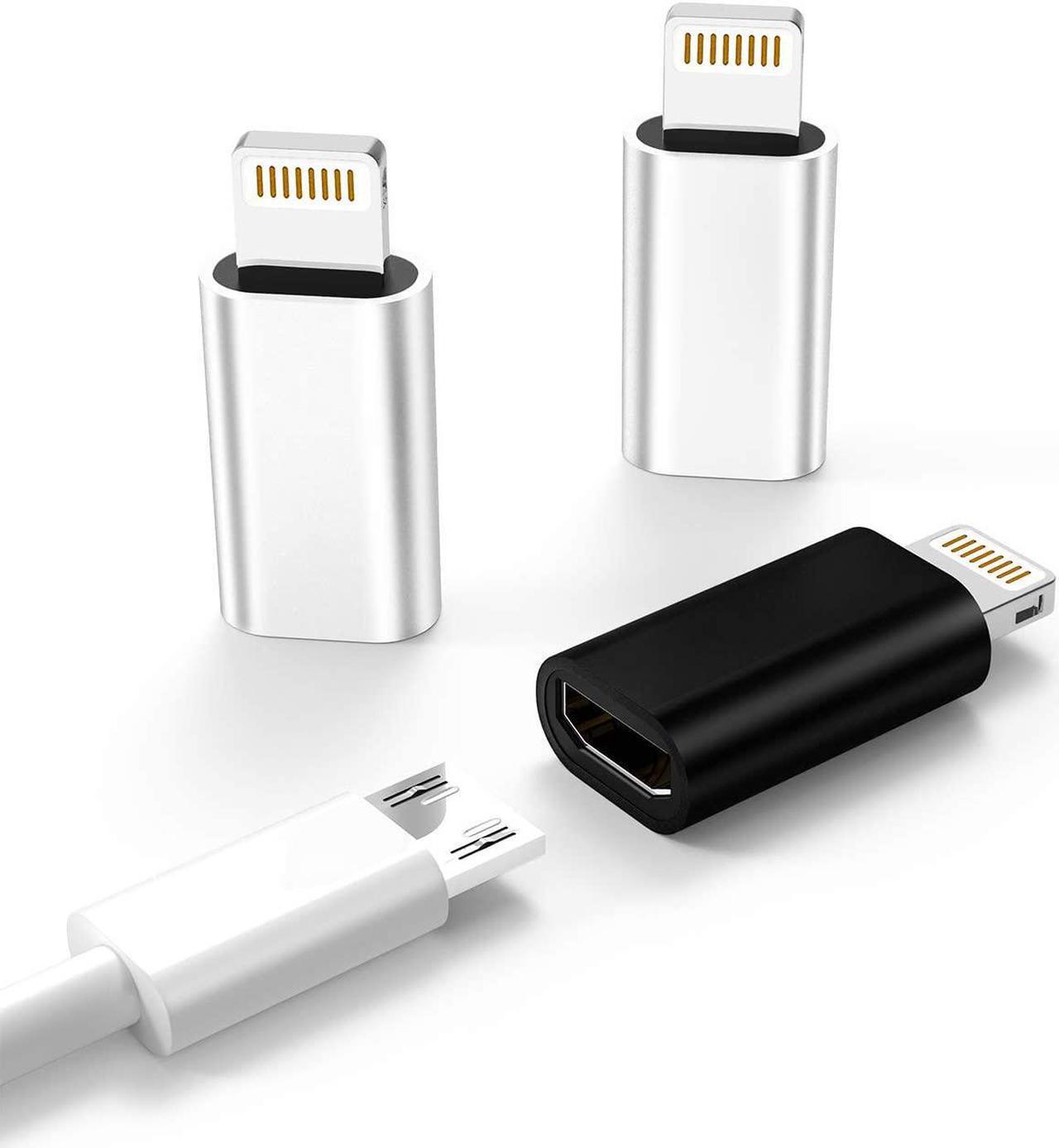 Main image of 3-Pack Micro USB to Lightning Adapter Lightning Male to Microusb Female Adapter for Apple iPhone 5s 6 6s 7 8 Plus se2 x xr xs 12 11 Mini max pro Ipad Connector Converter Port