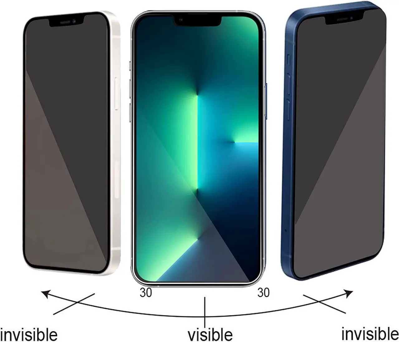 Alt view image 3 of 6 - Ailun Privacy Screen Protector for iPhone 14 / iPhone 13 / iPhone 13 Pro [6.1 Inch] 2 Pack Anti Spy Private Tempered Glass Anti-Scratch Case Friendly [Not for iPhone 13 Pro Max] [2 Pack]