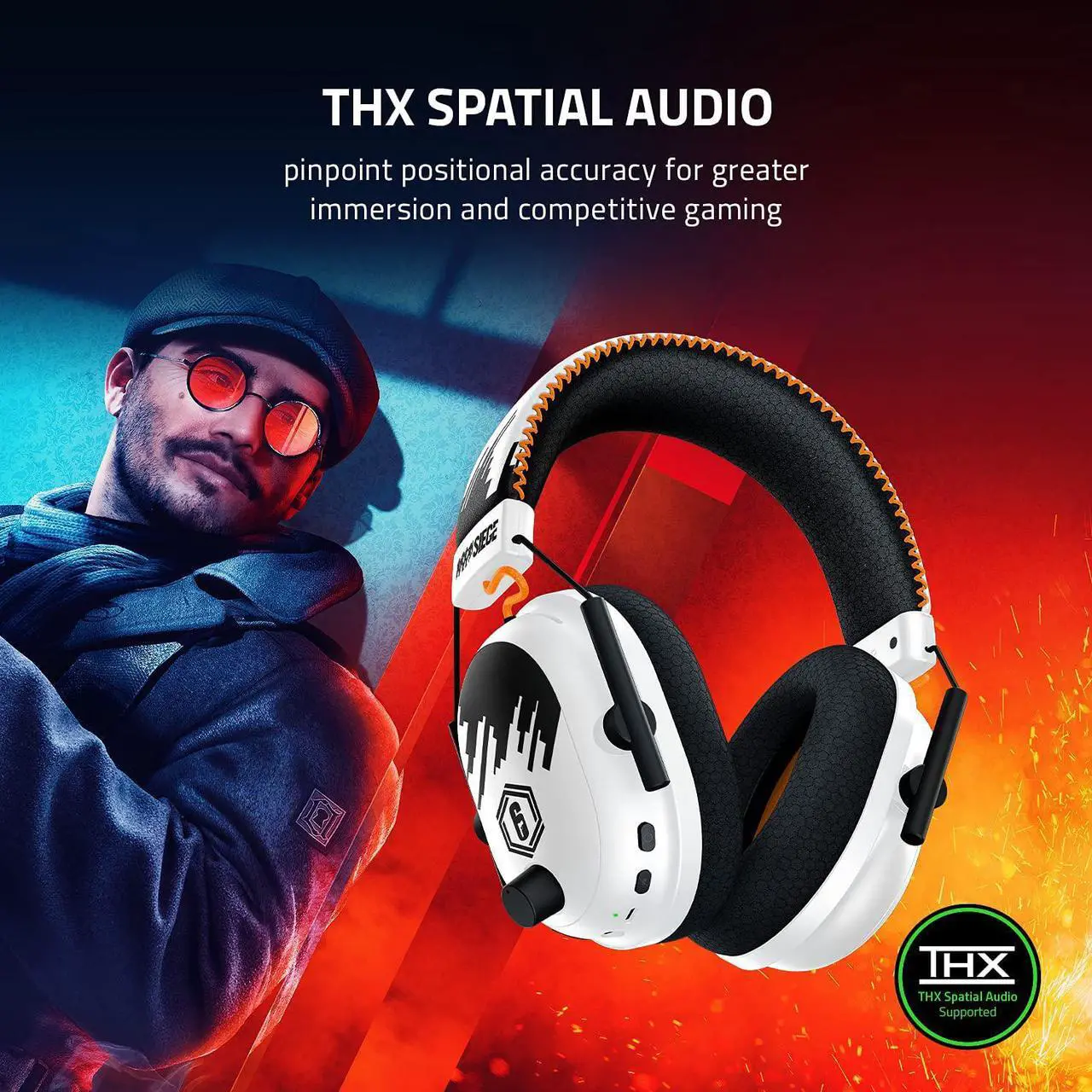 Alt view image 7 of 7 - BlackShark V2 Pro Wireless Gaming Headset: THX 7.1 Spatial Surround Sound - 50mm Drivers - Detachable Mic - for PC, PS5, PS4, Switch, Xbox One, Xbox Series X|S - Six Siege Special Edition