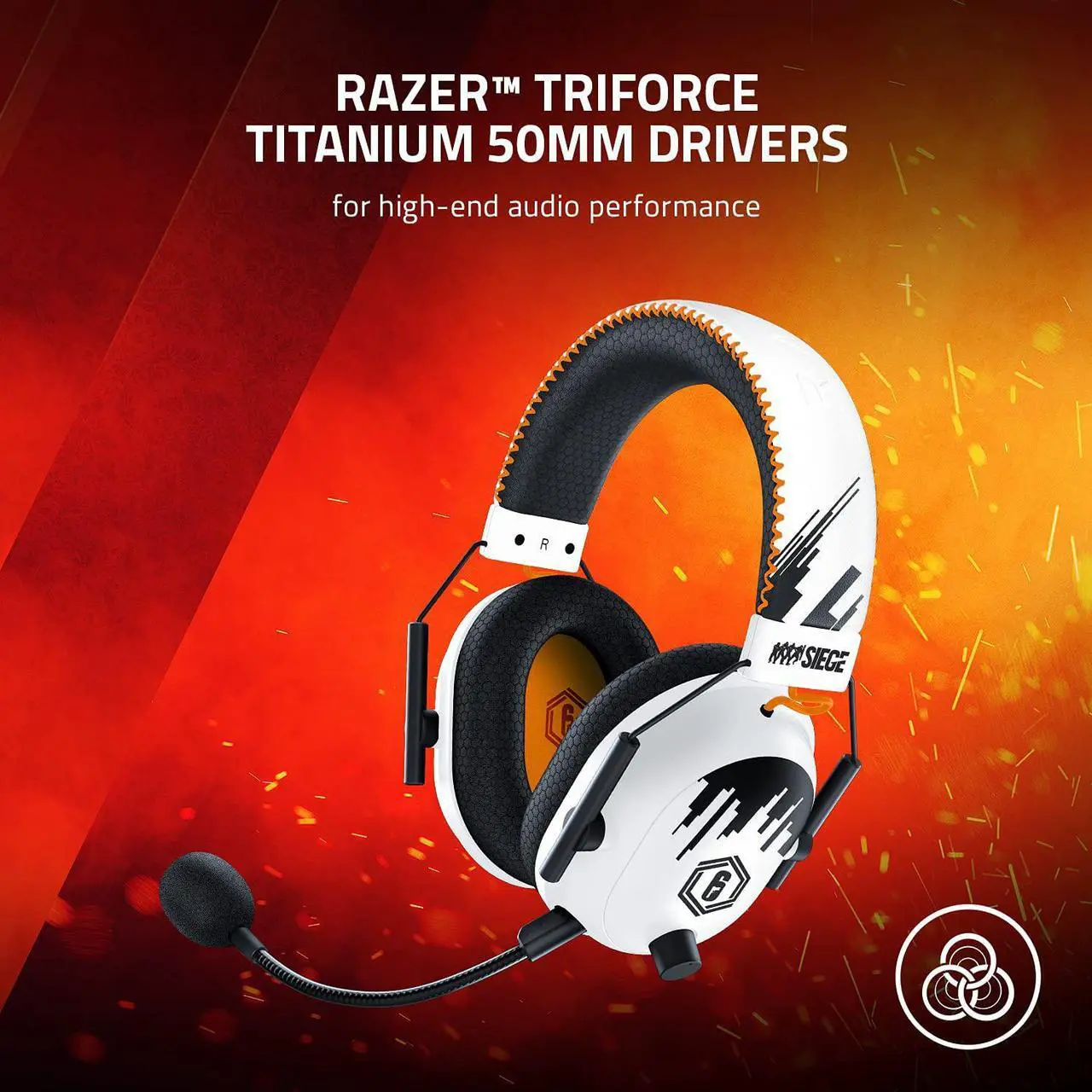 Alt view image 3 of 7 - BlackShark V2 Pro Wireless Gaming Headset: THX 7.1 Spatial Surround Sound - 50mm Drivers - Detachable Mic - for PC, PS5, PS4, Switch, Xbox One, Xbox Series X|S - Six Siege Special Edition