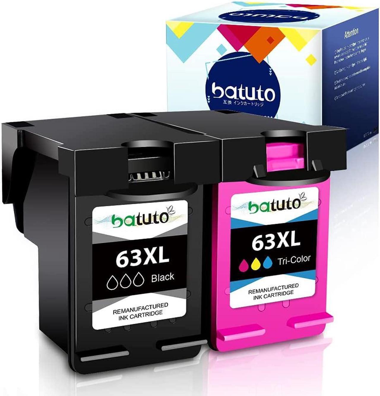 batuto Remanufactured  63 Ink Cartridges Replacement 63xl Ink Cartridge Black  OfficeJet 3830 4650 5255 4652 Envy 4520 4510 4512 4513 4516 Deskjet 1112 3634 3639 3632 2130 Printer