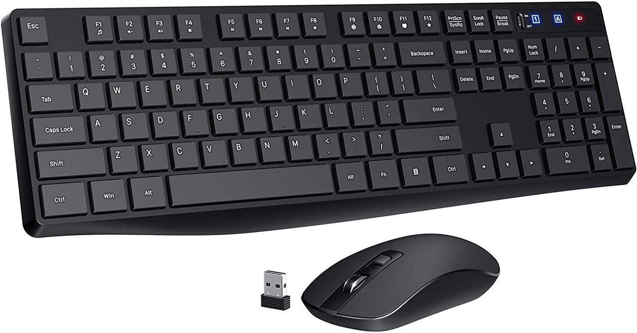 Main image of Wireless Keyboard Mouse Combo,PONVIT Energy Saving Slim Quick 2.4GHz Cordless Full Size Computer Keyboard Silent & 3 Adjustable DPI USB Mouse Independent On/Off Switch for PC Laptop,Black