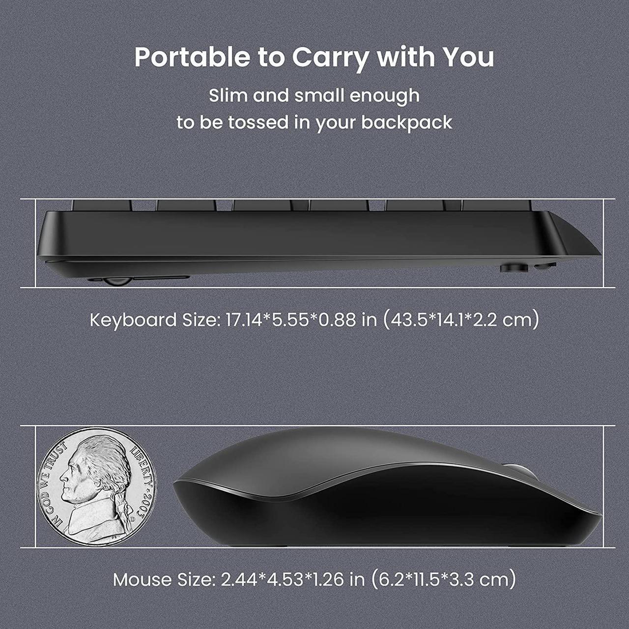 Alt view image 3 of 7 - Wireless Keyboard Mouse Combo,PONVIT Energy Saving Slim Quick 2.4GHz Cordless Full Size Computer Keyboard Silent & 3 Adjustable DPI USB Mouse Independent On/Off Switch for PC Laptop,Black