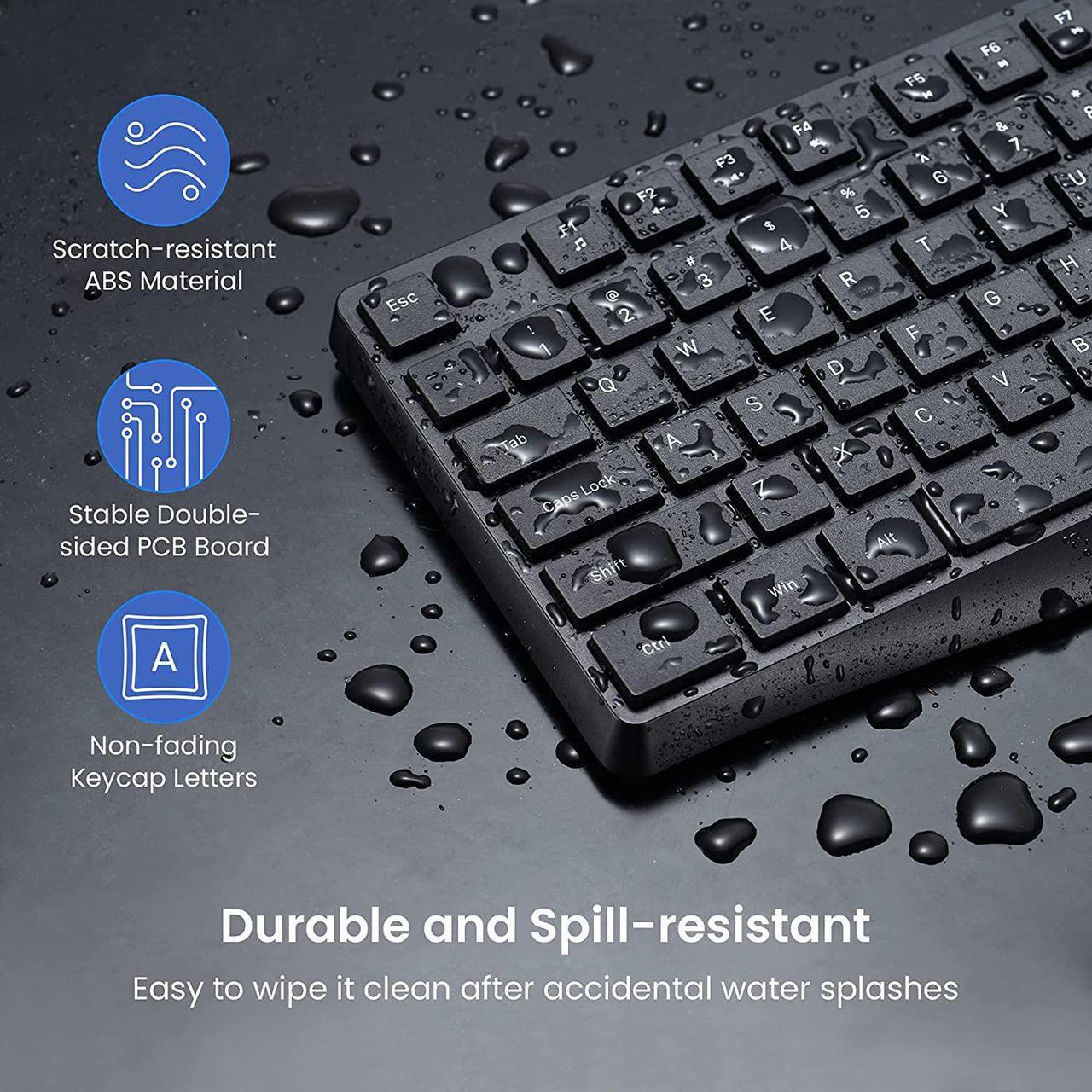 Alt view image 7 of 7 - Wireless Keyboard Mouse Combo,PONVIT Energy Saving Slim Quick 2.4GHz Cordless Full Size Computer Keyboard Silent & 3 Adjustable DPI USB Mouse Independent On/Off Switch for PC Laptop,Black