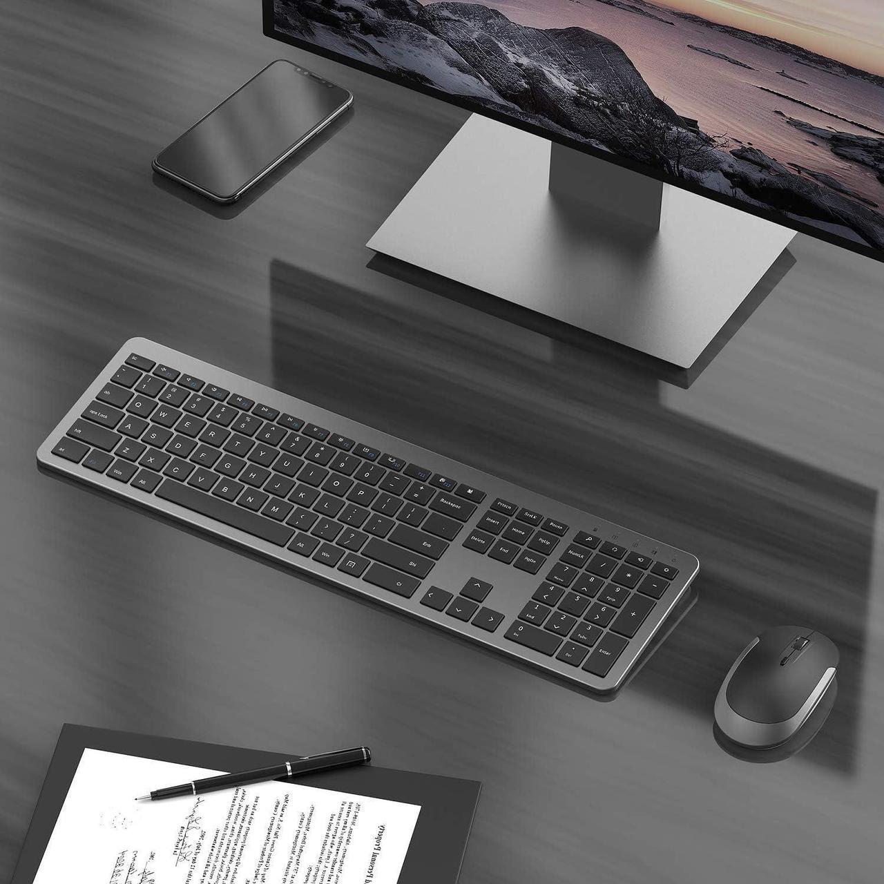 Alt view image 7 of 7 - Wireless Keyboard and Mouse Combo - Full Size Slim Thin Wireless Keyboard Mouse with Numeric Keypad 2.4G Stable Connection Adjustable DPI (Grey & Black)