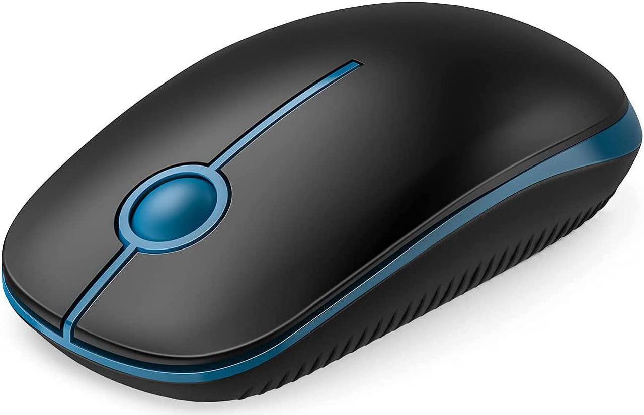 Wireless Mouse, Vssoplor 2.4G Slim Portable Computer Mice with Nano Receiver for Notebook, PC, Laptop, Computer (Black and Sapphire Blue)