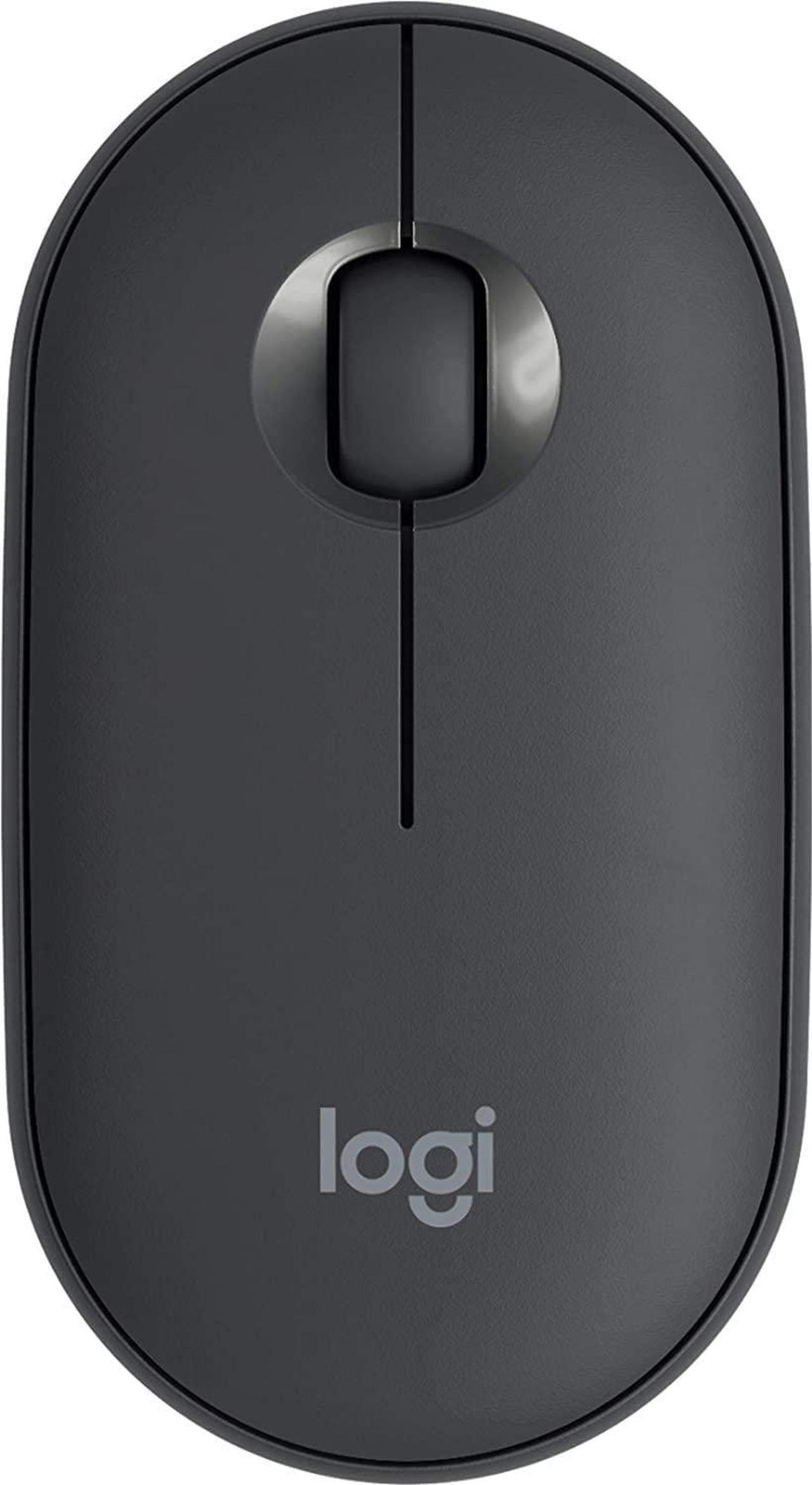 LOGI Pebble M350 Portable Wireless Mouse with Bluetooth or 2.4 GHz Receiver Silent Slim Computer Mouse with Quiet Click for Laptop Notebook PC and Mac - Graphite - Asian Version