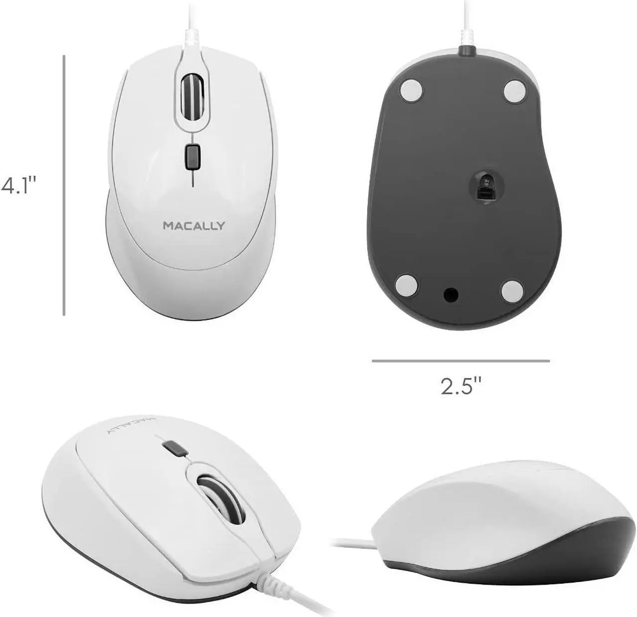 Alt view image 7 of 7 - Macally USB C Mouse for Mac - Precise and Comfortable - Wired Type C Mouse for Macbook Pro Air|PC|iOS|Android - Ambidextrous Body, Multiple DPI, and 5ft Cable - Plug and Play Optical Apple Mouse USB C