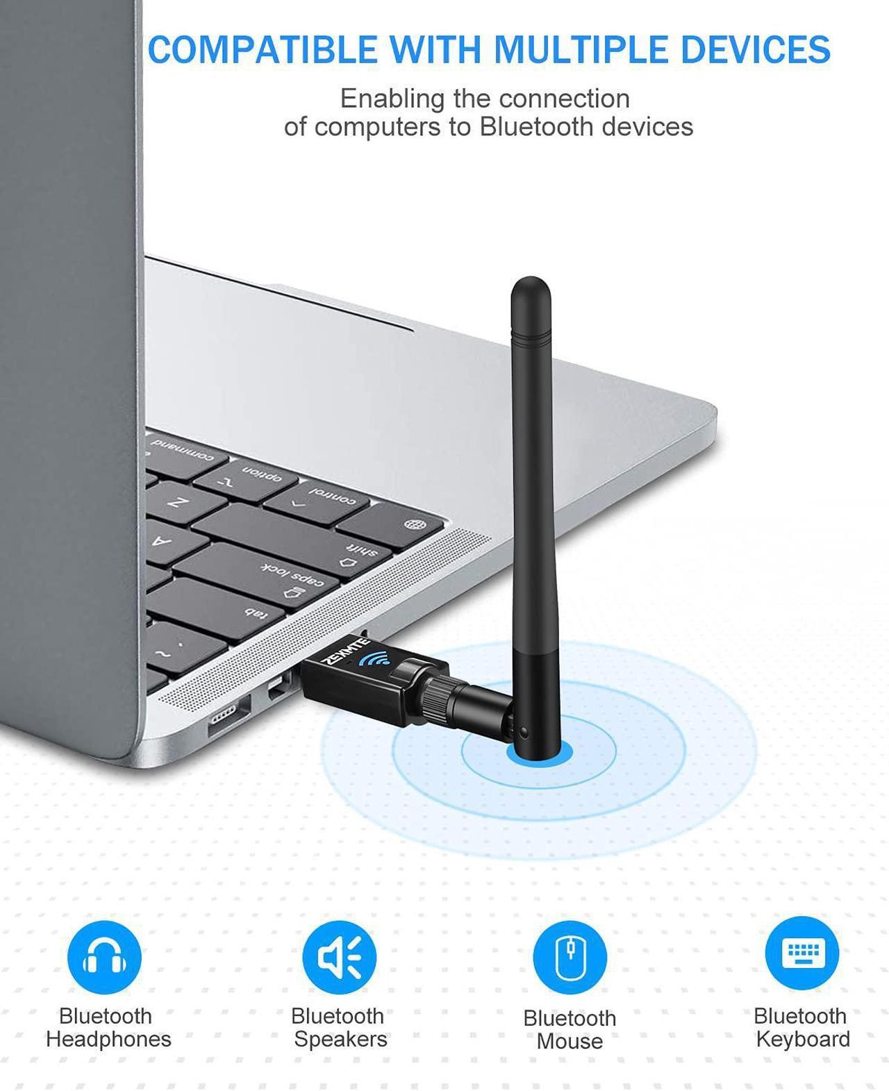 Alt view image 3 of 6 - Long Range USB Bluetooth Adapter for PC USB Bluetooth Dongle Wireless Bluetooth Adapter for Headphones Speakers, 328FT / 100M,5.0 Bluetooth Transmitter Receiver for Windows 10/8 / 8.1/7